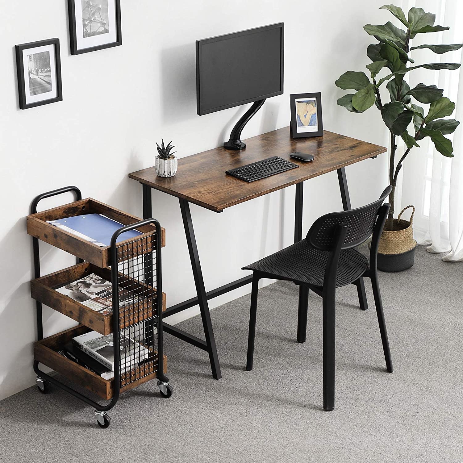 Bureau - industrieel - bureautafel - 100x50x75 cm - bruin zwart
