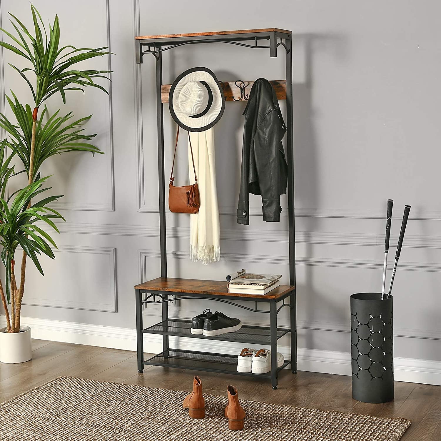 Garderoberek - industrieel - met kapstok - 80x30x178,5 cm