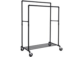 Kledingrek op wielen - 100x59x162cm - tot 110 kg - zwart