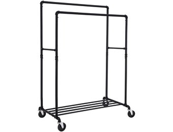 Kledingrek op wielen - 100x59x162cm - tot 110 kg - zwart