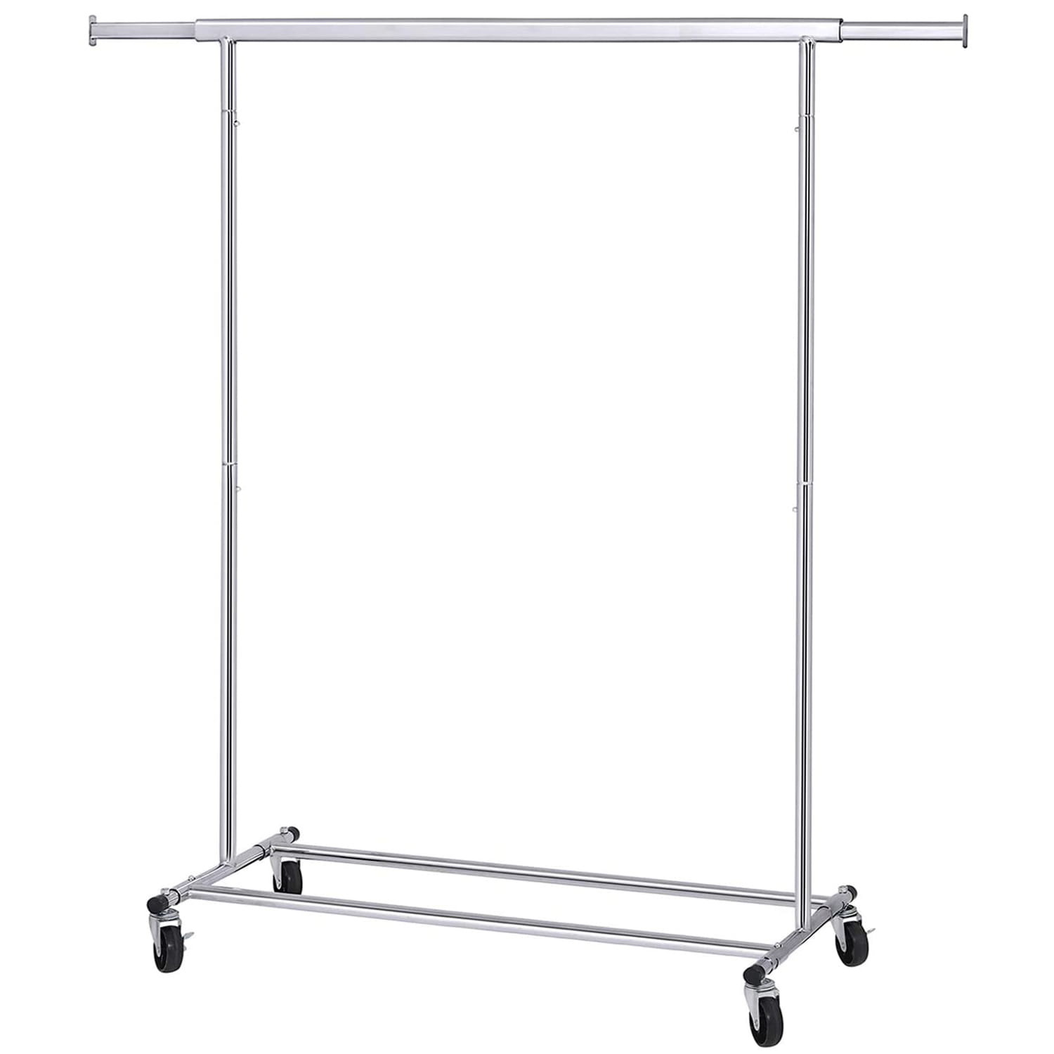Kledingrek op wielen - 92-132x45,4x160cm - tot 90 kg - chroom