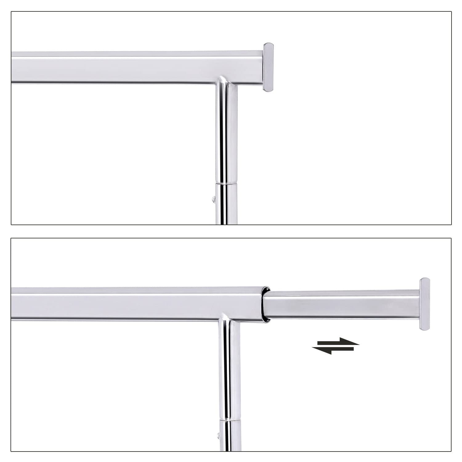 Kledingrek op wielen - 92-132x45,4x160cm - tot 90 kg - chroom