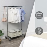 Kledingrek op wielen - 92-132x45,4x160cm - tot 90 kg - chroom
