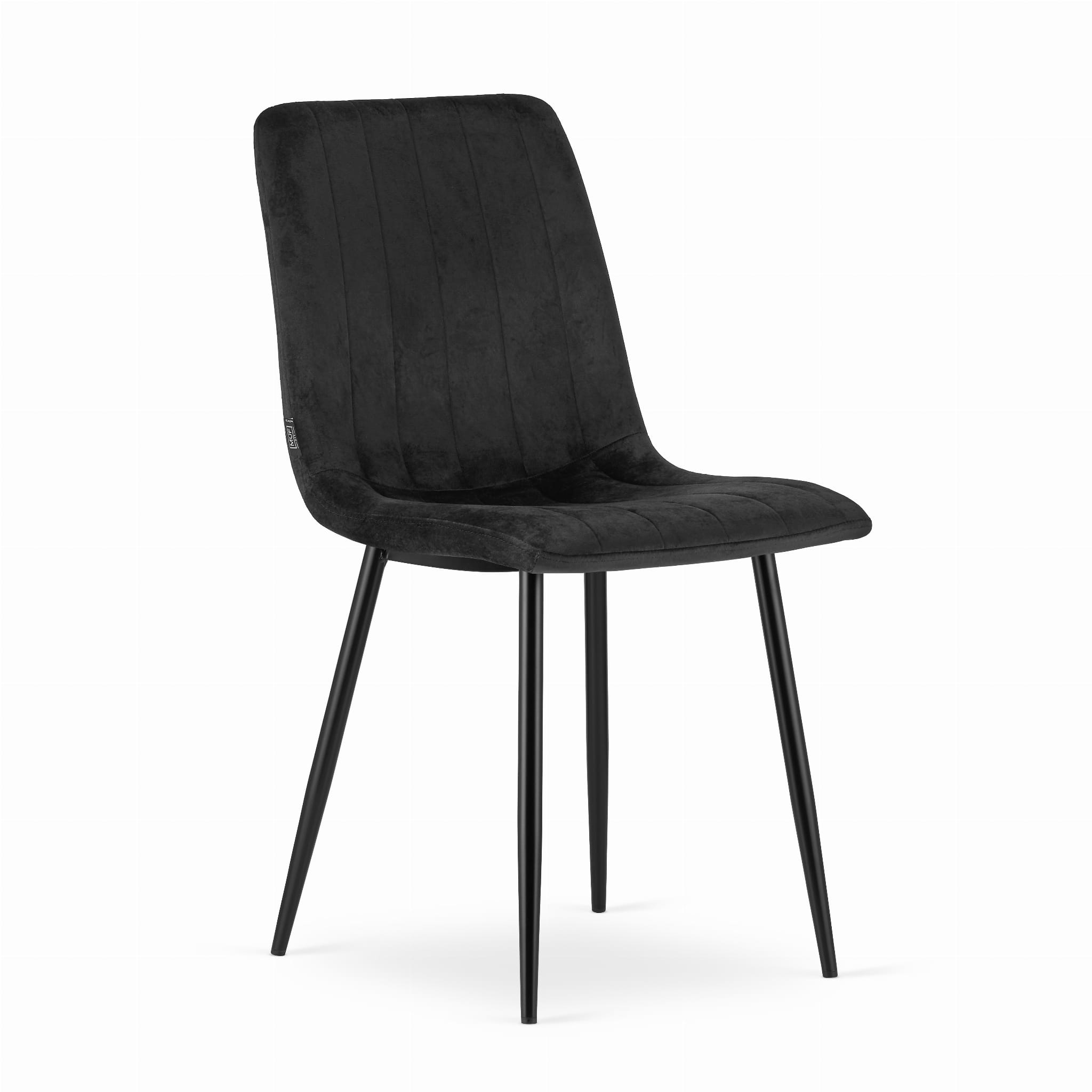 Velvet eetkamerstoel LAVA - set van 4 eettafel stoelen - zwart