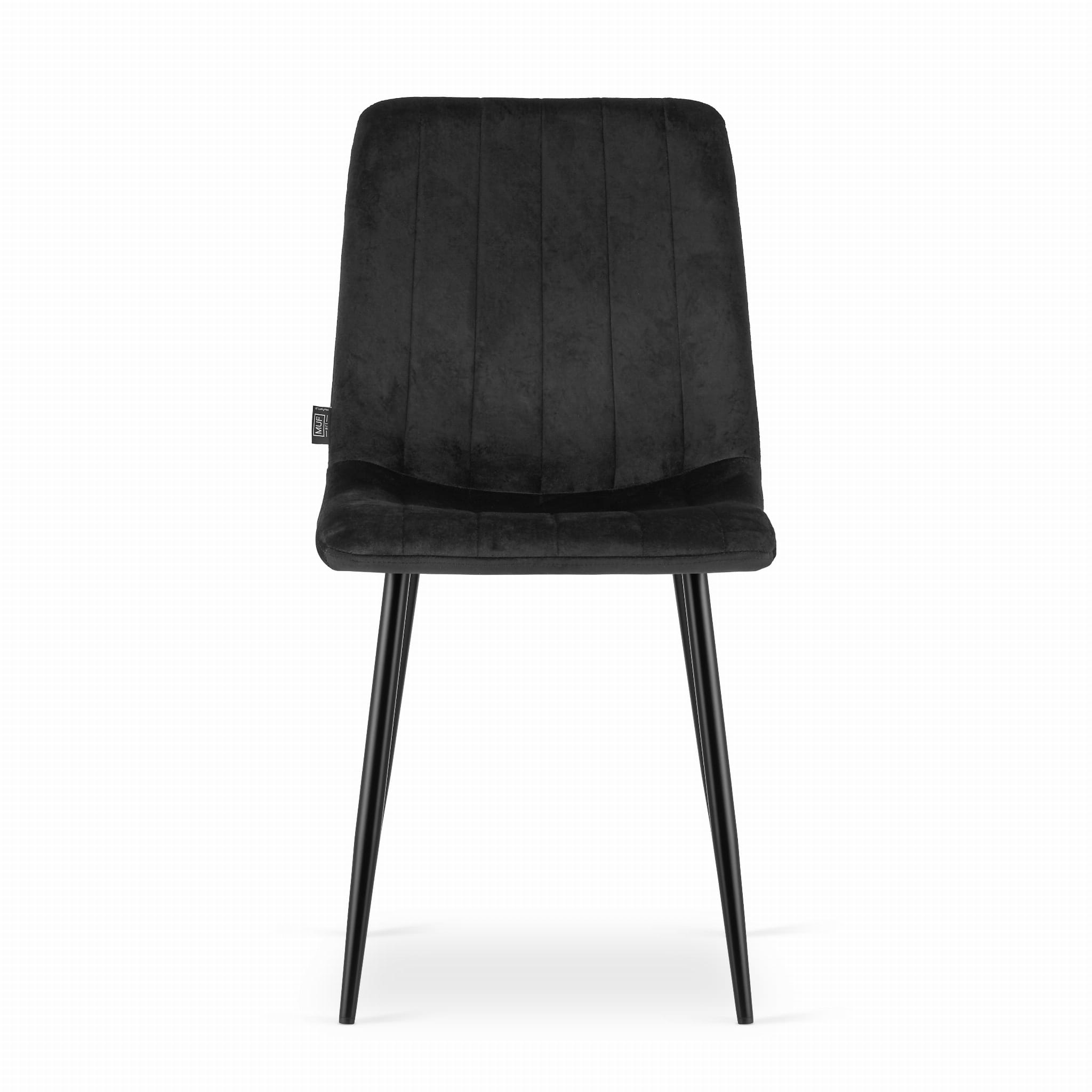 Velvet eetkamerstoel LAVA - set van 4 eettafel stoelen - zwart