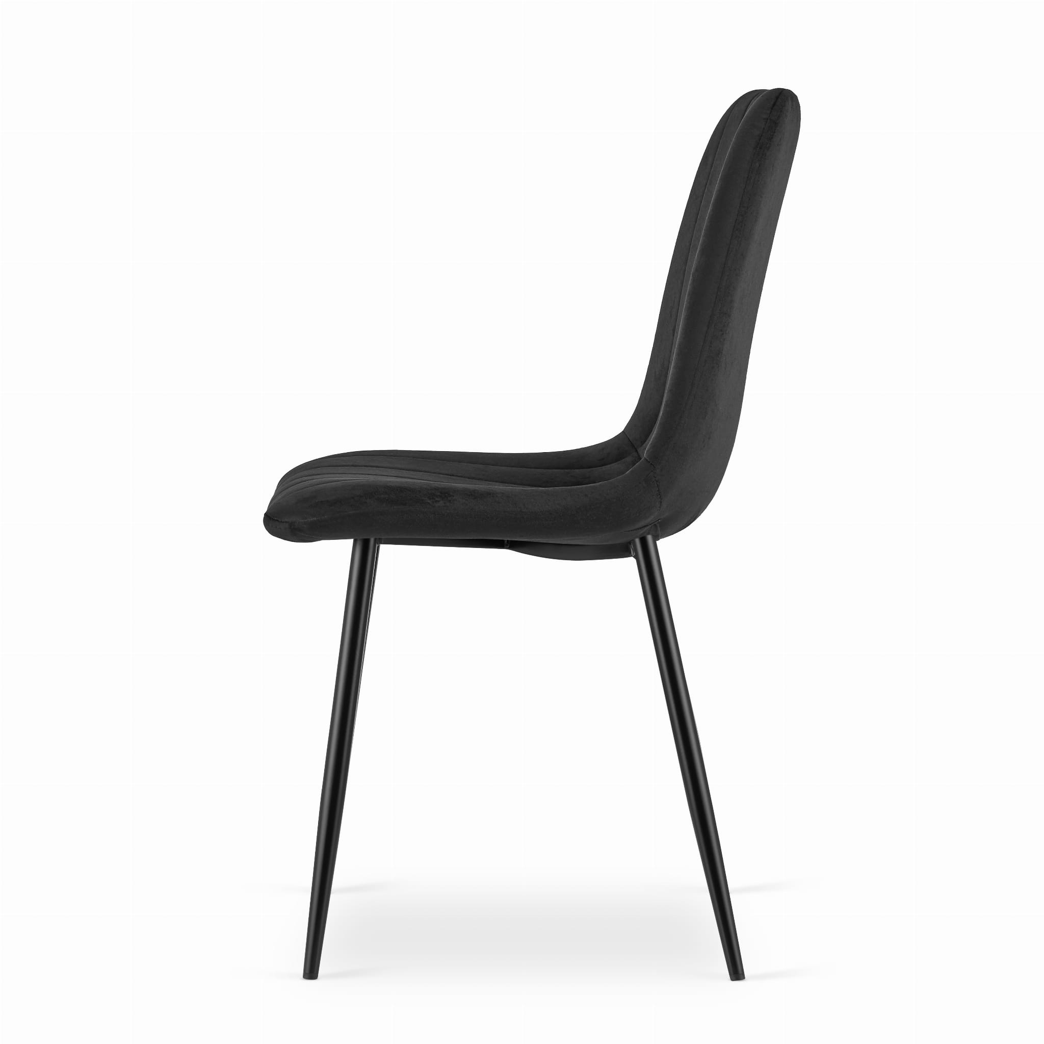 Velvet eetkamerstoel LAVA - set van 4 eettafel stoelen - zwart