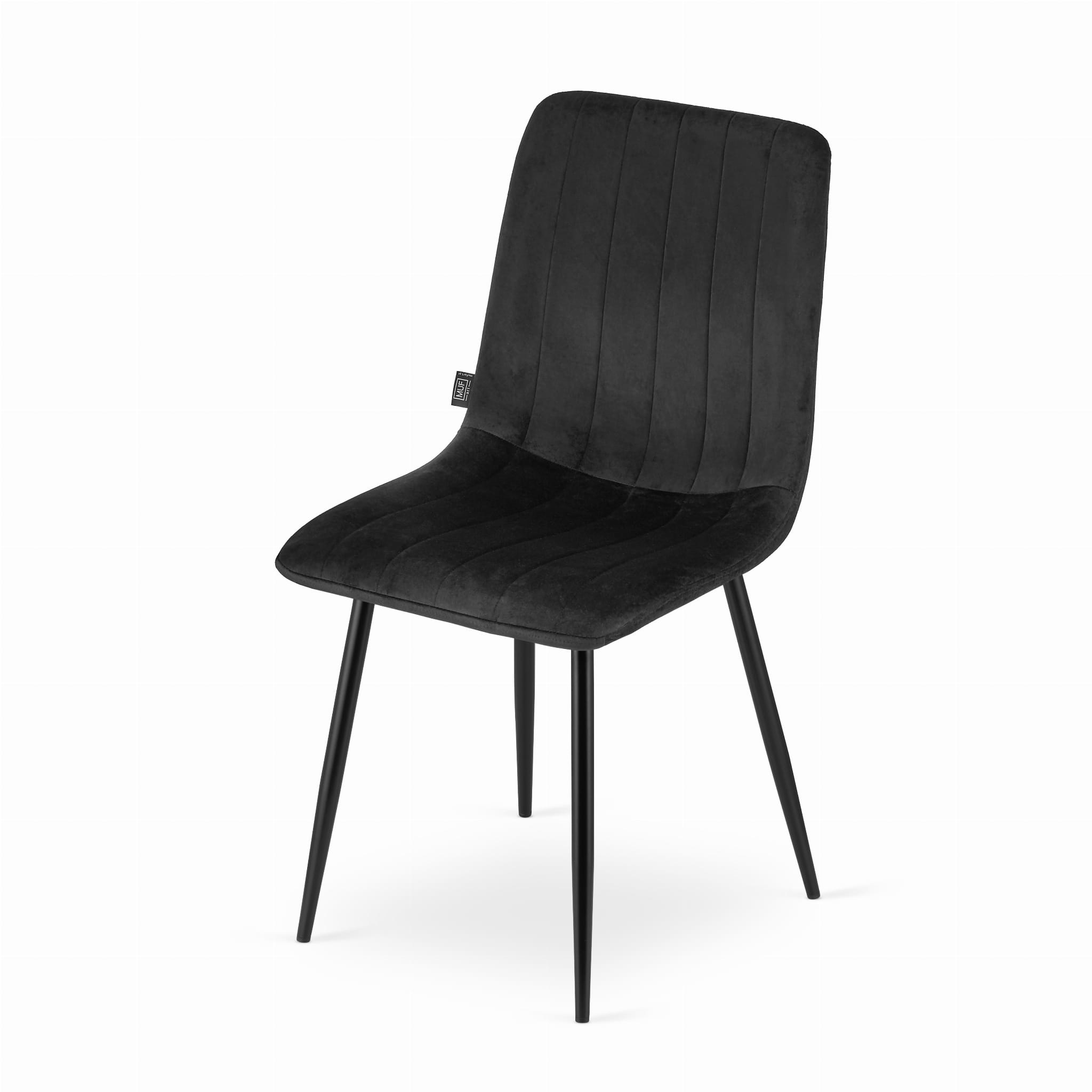 Velvet eetkamerstoel LAVA - set van 4 eettafel stoelen - zwart