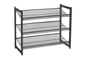 Schoenenrek zwart - metaal - 3 schappen - 74,30,7x62,8 cm