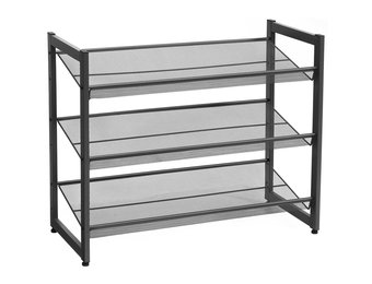 Schoenenrek zwart - metaal - 3 schappen - 74,30,7x62,8 cm