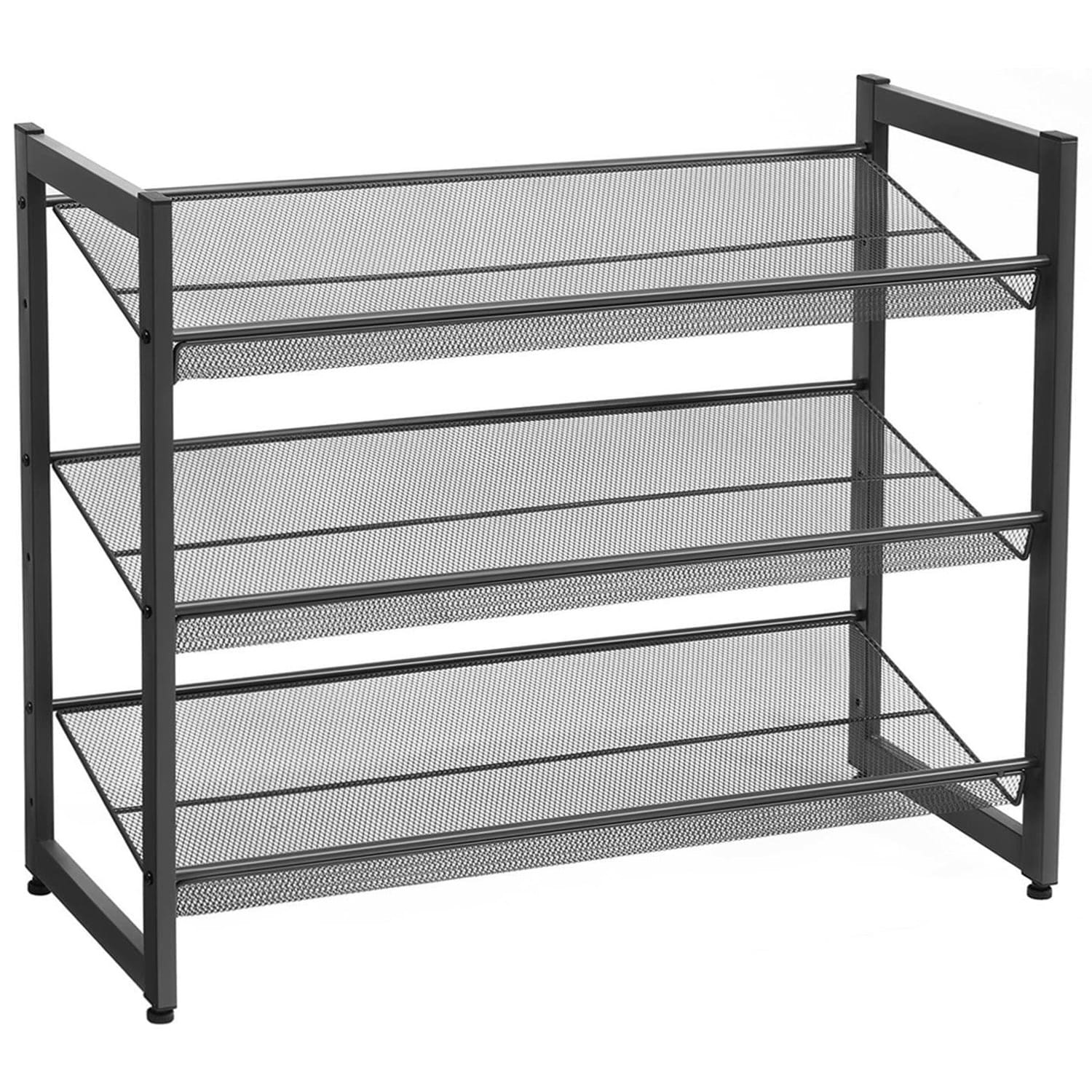 Schoenenrek zwart - metaal - 3 schappen - 74,30,7x62,8 cm