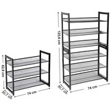 Schoenenrek zwart - metaal - 3 schappen - 74,30,7x62,8 cm