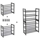 Schoenenrek zwart - metaal - 3 schappen - 74,30,7x62,8 cm