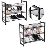 Schoenenrek zwart - metaal - 3 schappen - 74,30,7x62,8 cm
