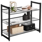 Schoenenrek zwart - metaal - 3 schappen - 74,30,7x62,8 cm