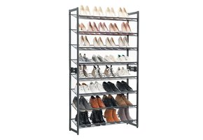 Schoenenrek - metaal - 8 schappen - 92,5x30,7x163,5 cm - grijs
