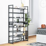 Schoenenrek - metaal - 8 schappen - 92,5x30,7x163,5 cm - grijs