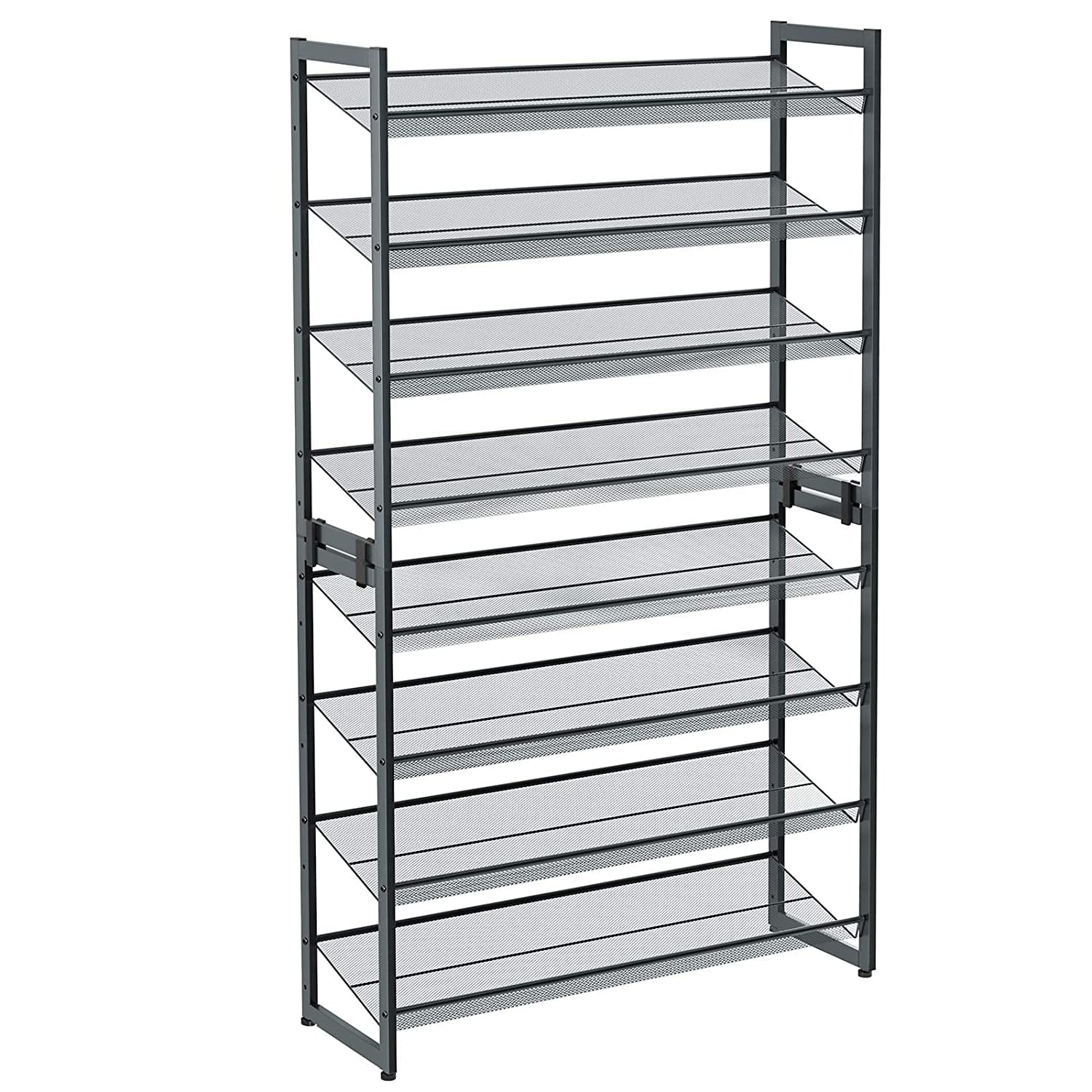 Schoenenrek - metaal - 8 schappen - 92,5x30,7x163,5 cm - grijs