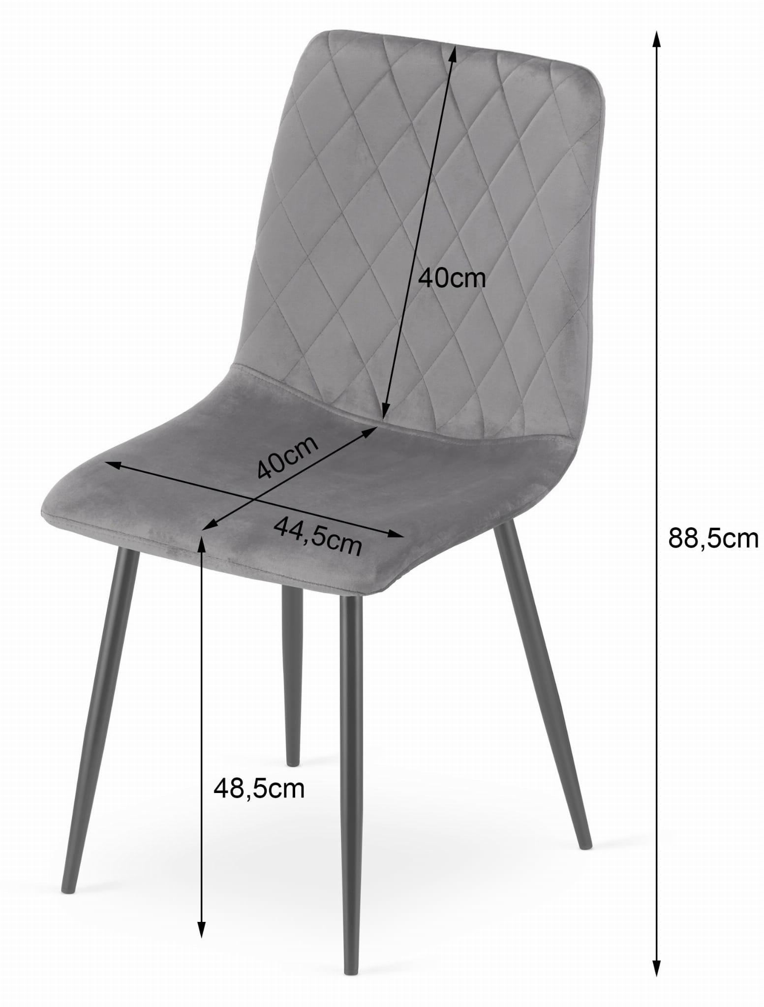 Velvet eetkamerstoel TURIN - set van 4 eettafel stoelen - grijs