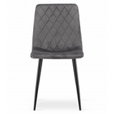 Velvet eetkamerstoel TURIN - set van 4 eettafel stoelen - grijs