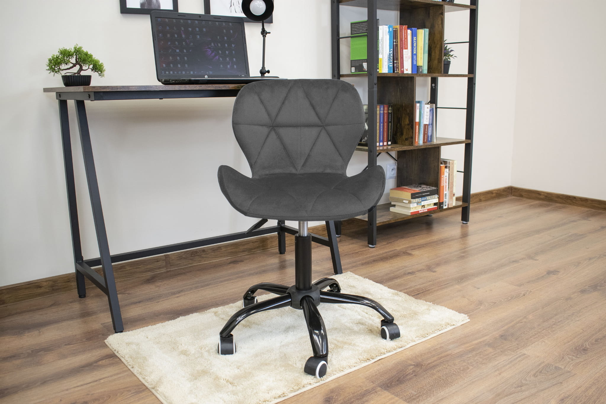 Velvet bureaustoel NOTO - draaifauteuil - donkergrijs