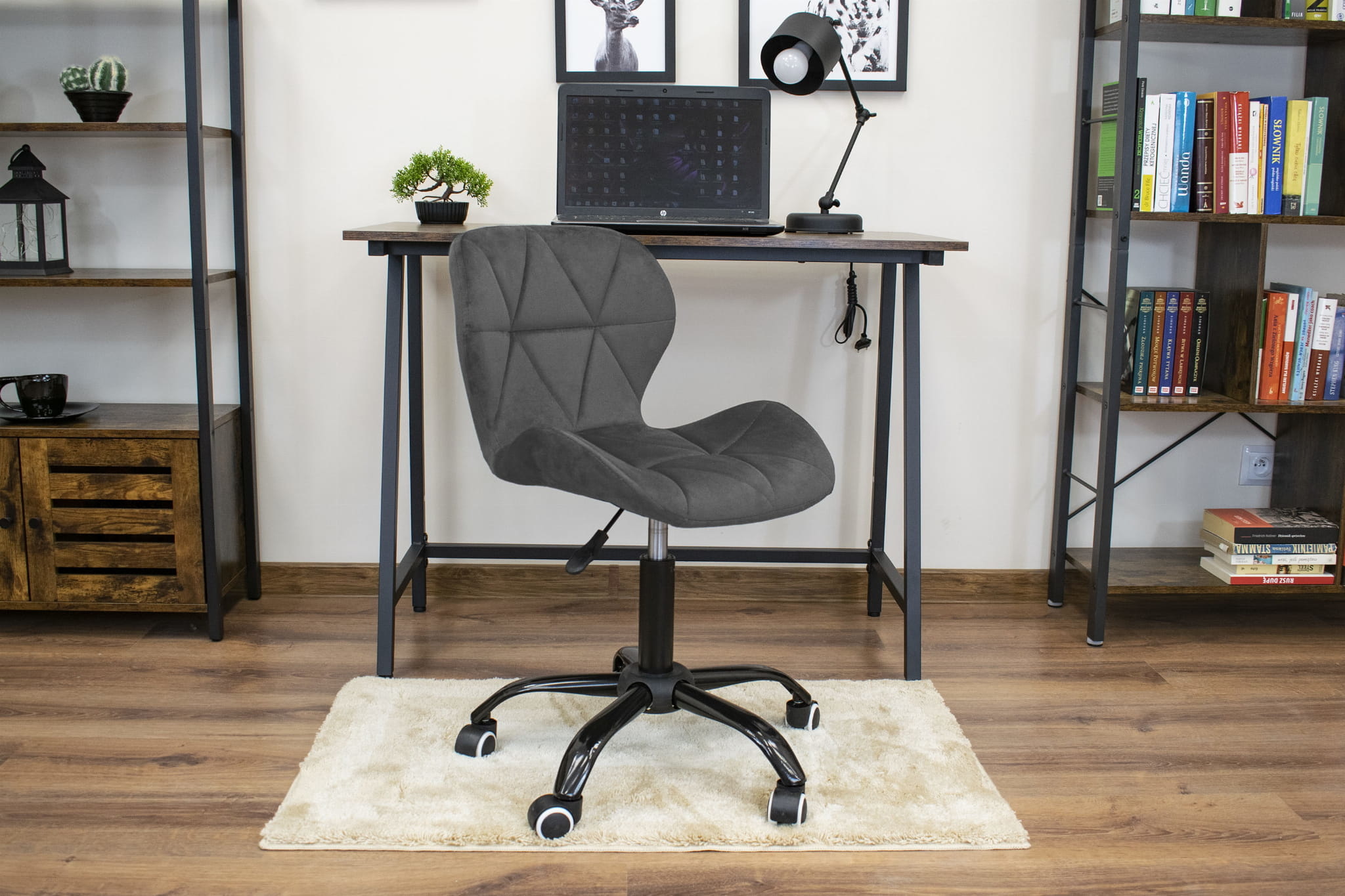 Velvet bureaustoel NOTO - draaifauteuil - donkergrijs