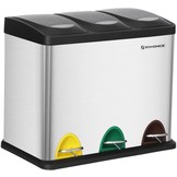 Prullenbak 3 vakken - vuilnisbak - 46,5x29,5x40,5 cm - zilver