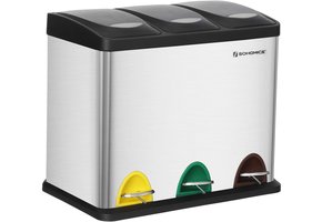 Prullenbak 3 vakken - vuilnisbak - 46,5x29,5x40,5 cm - zilver