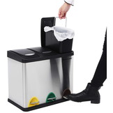 Prullenbak 3 vakken - vuilnisbak - 46,5x29,5x40,5 cm - zilver