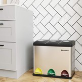 Prullenbak 3 vakken - vuilnisbak - 46,5x29,5x40,5 cm - zilver