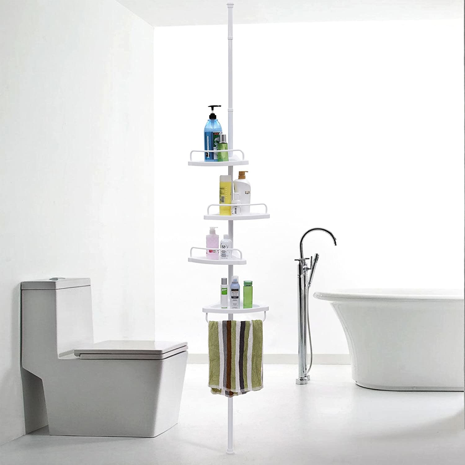 Telescopisch doucherek - badkamer rekje - 95 tot 300 cm - wit