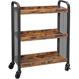 Keukentrolley industrieel - 66x26x85/77 cm - zwart bruin