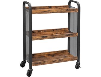 Keukentrolley industrieel - 66x26x85/77 cm - zwart bruin