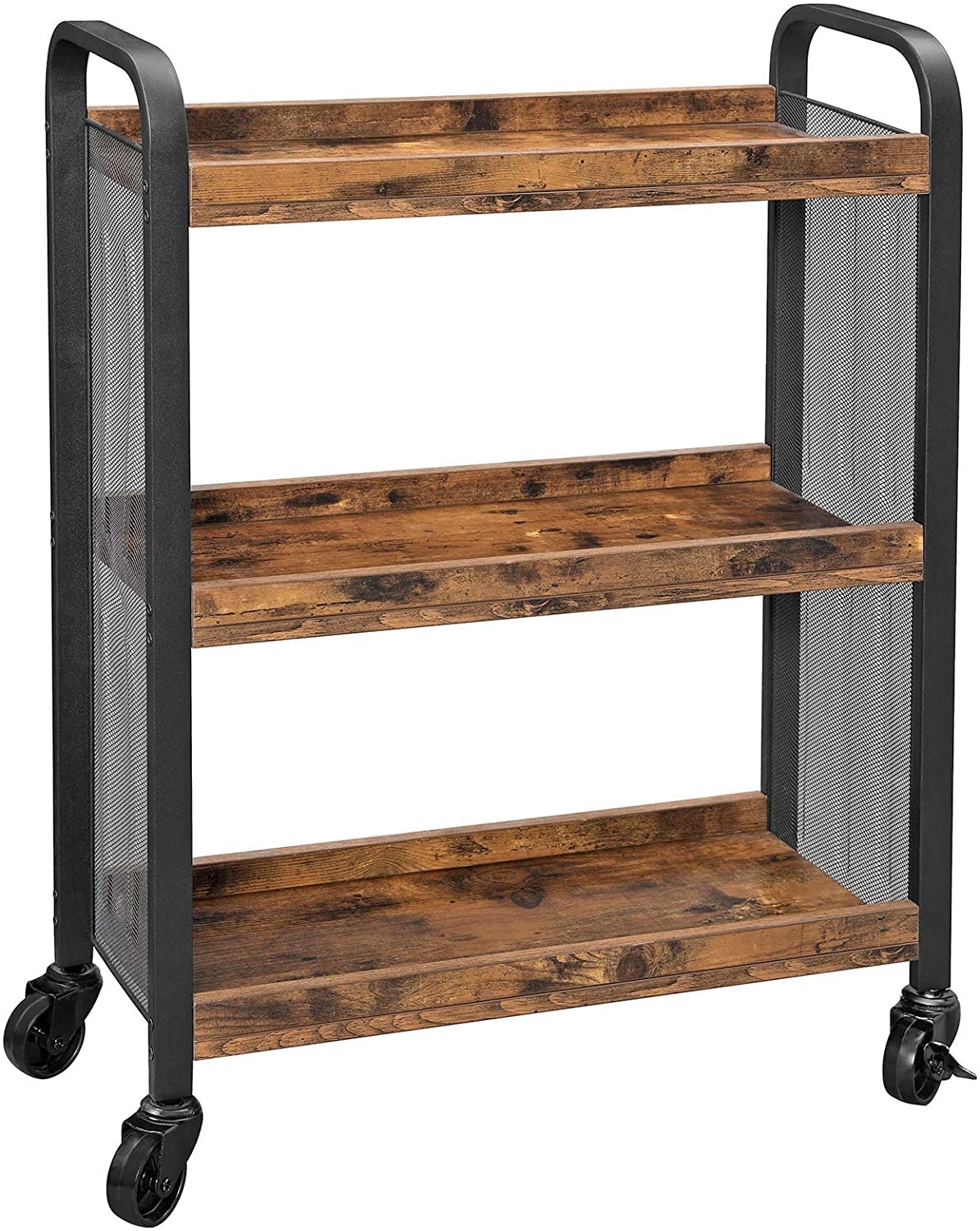 Keukentrolley industrieel - 66x26x85/77 cm - zwart bruin
