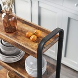 Keukentrolley industrieel - 66x26x85/77 cm - zwart bruin