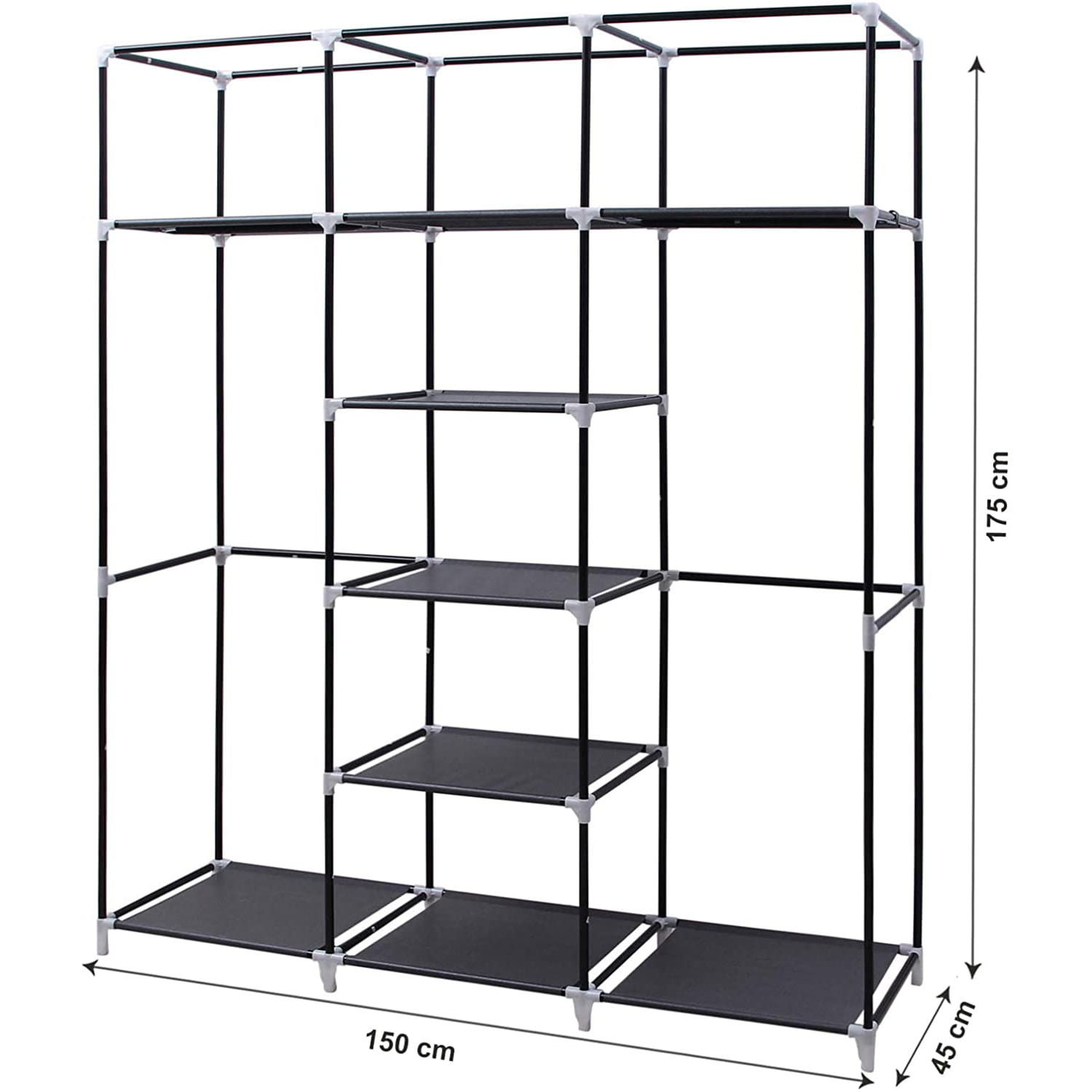 Stoffen kledingkast - 150x45x175 cm - grijs
