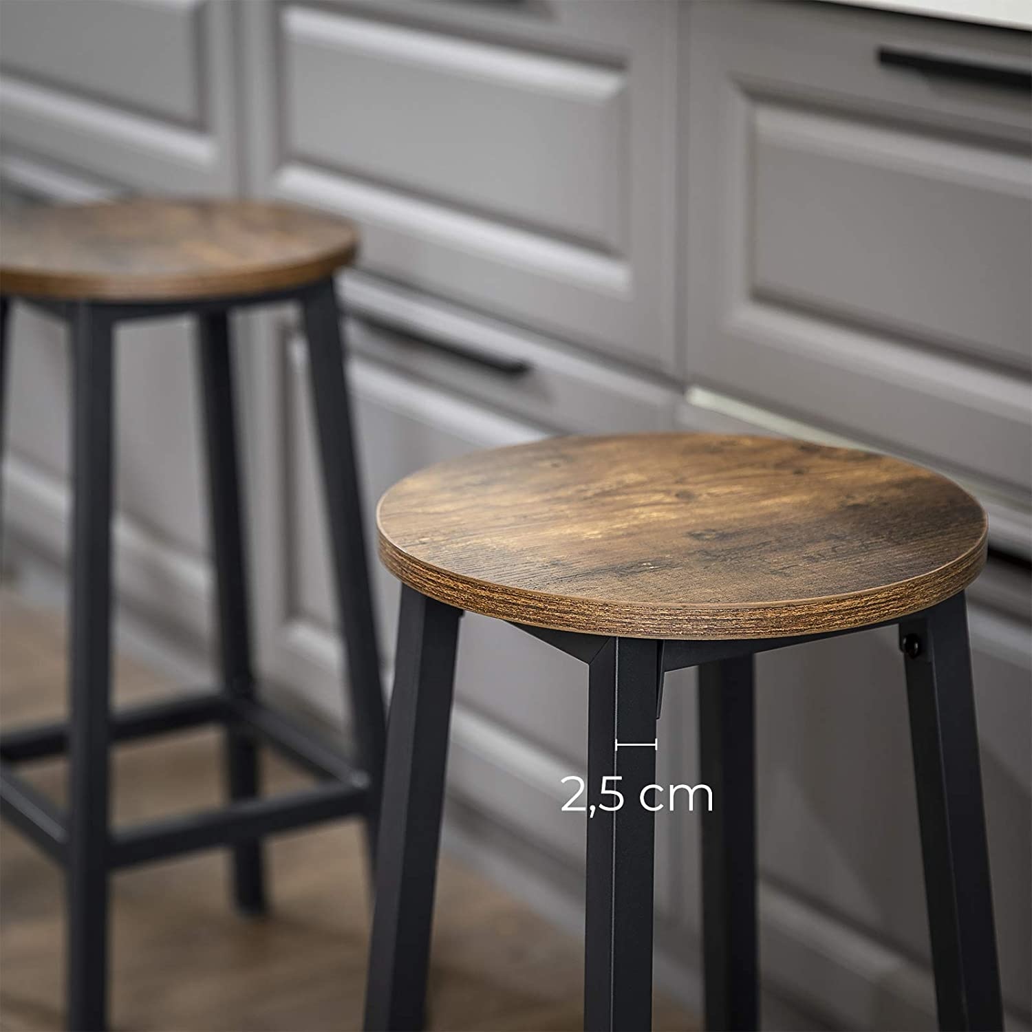 Barkruk industrieel - set van 2 barstoelen - 32x65 cm