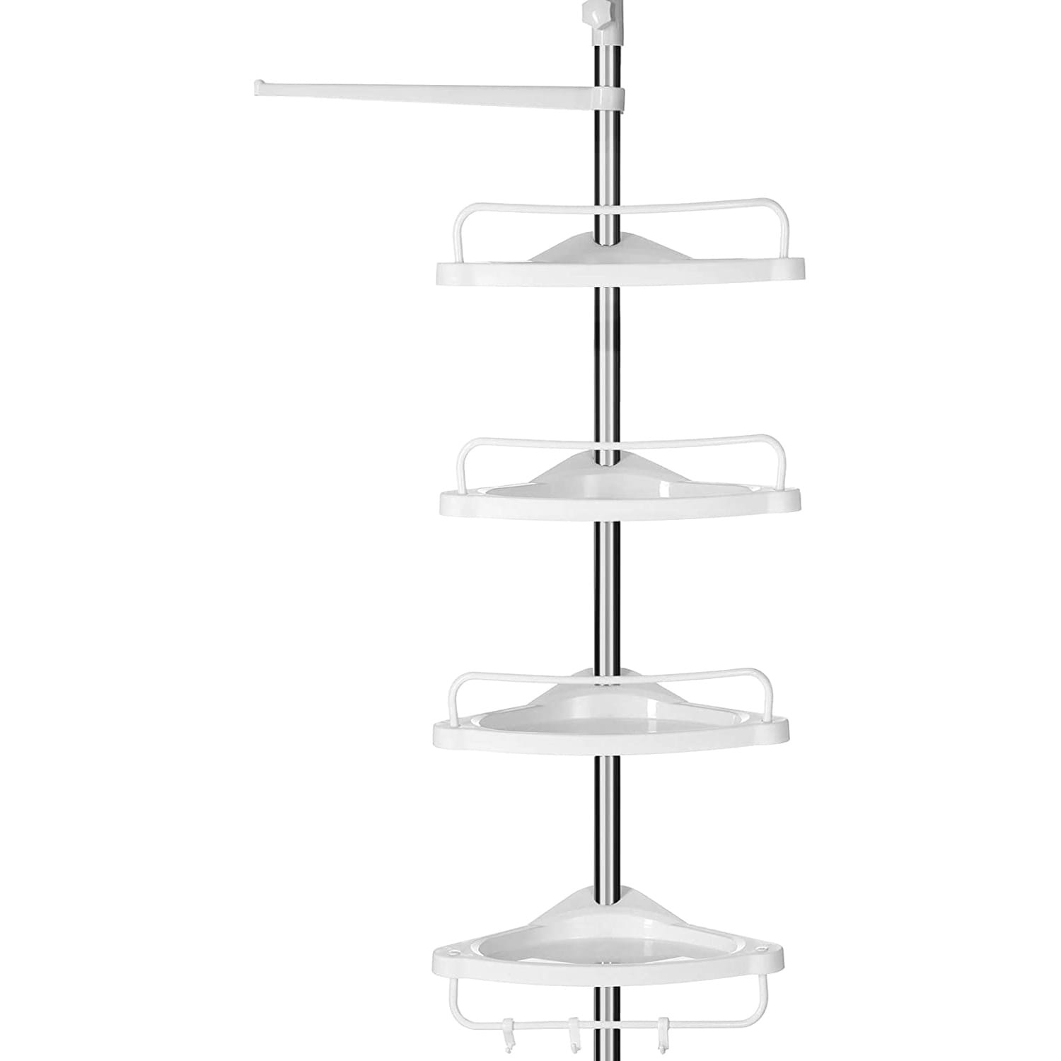 Telescopisch doucherek - badkamer rekje - 95 tot 300 cm - wit