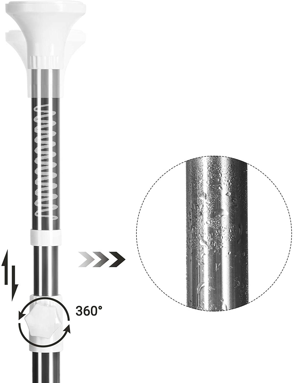 Telescopisch doucherek - badkamer rekje - 95 tot 300 cm - wit
