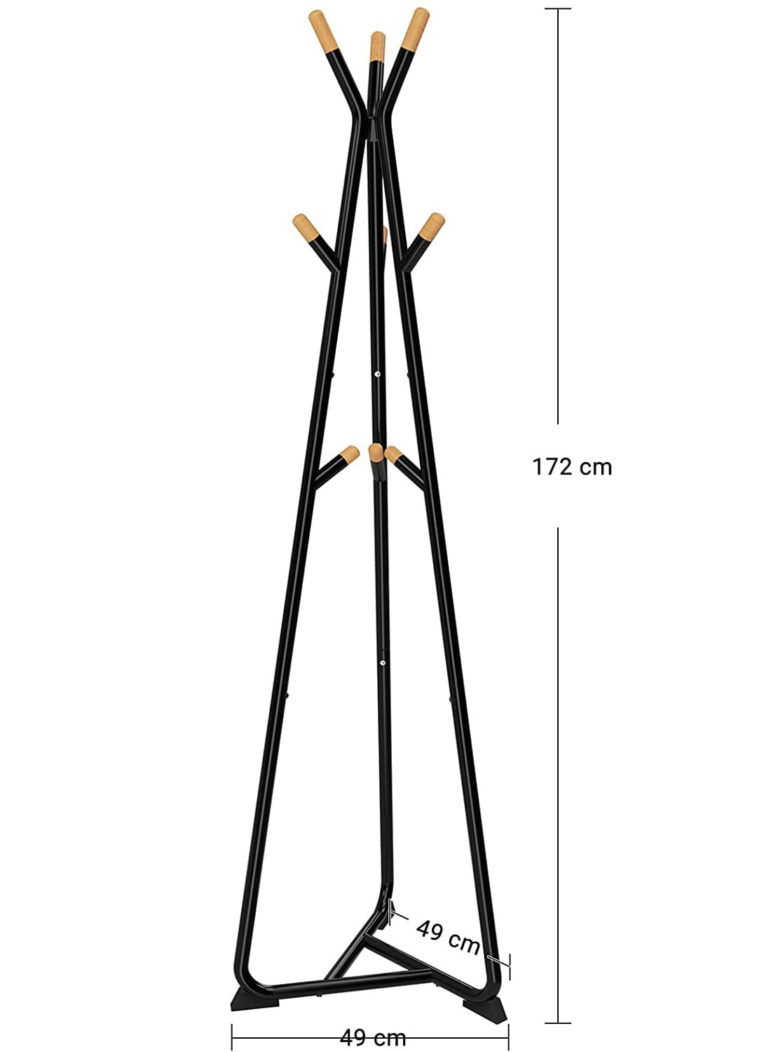 Staande kapstok - 49x49x172 cm - zwart