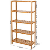 Badkamerkast - bamboe kast - 60x26x130 cm - met 5 schappen