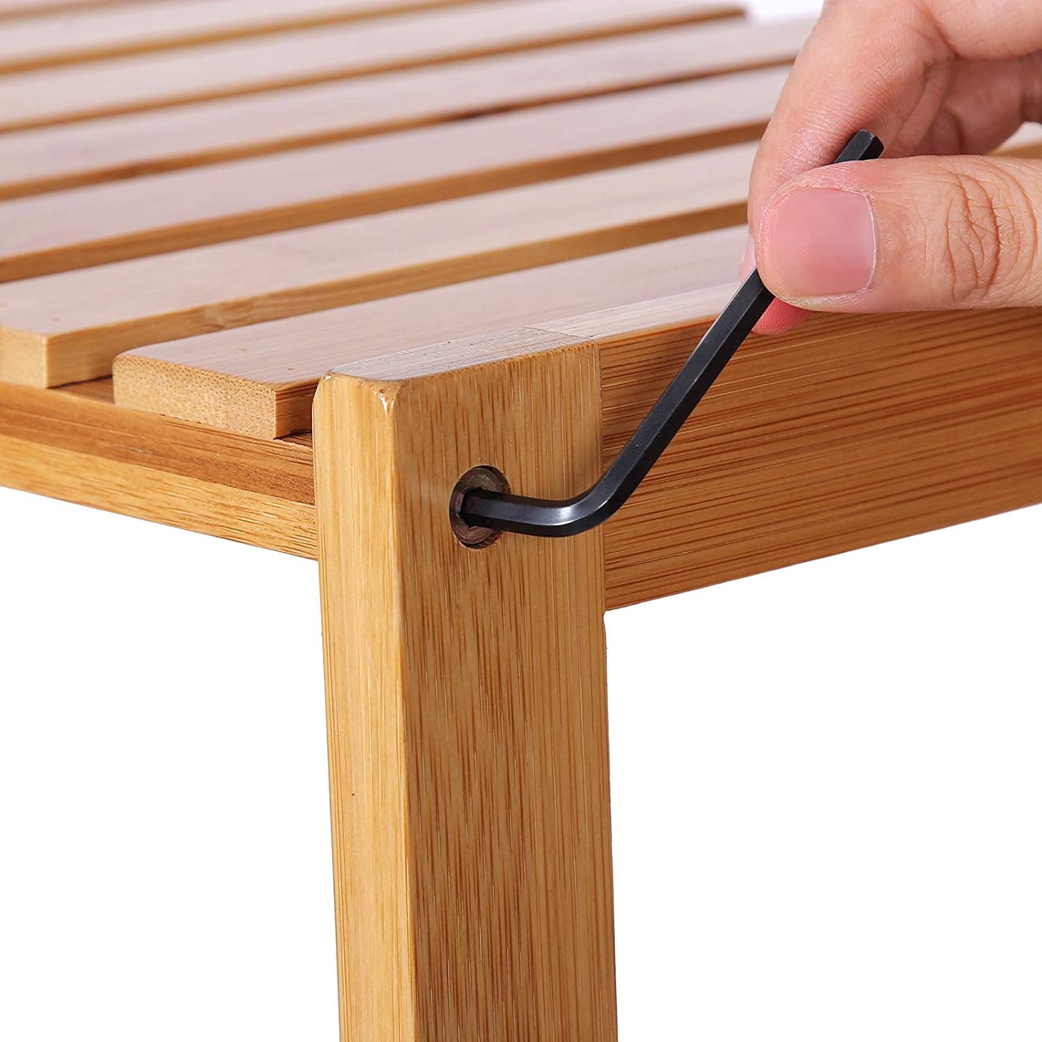 Badkamerkast - bamboe kast - 60x26x130 cm - met 5 schappen