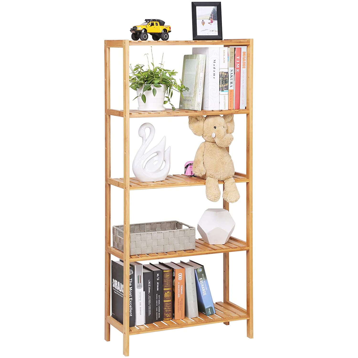 Badkamerkast - bamboe kast - 60x26x130 cm - met 5 schappen