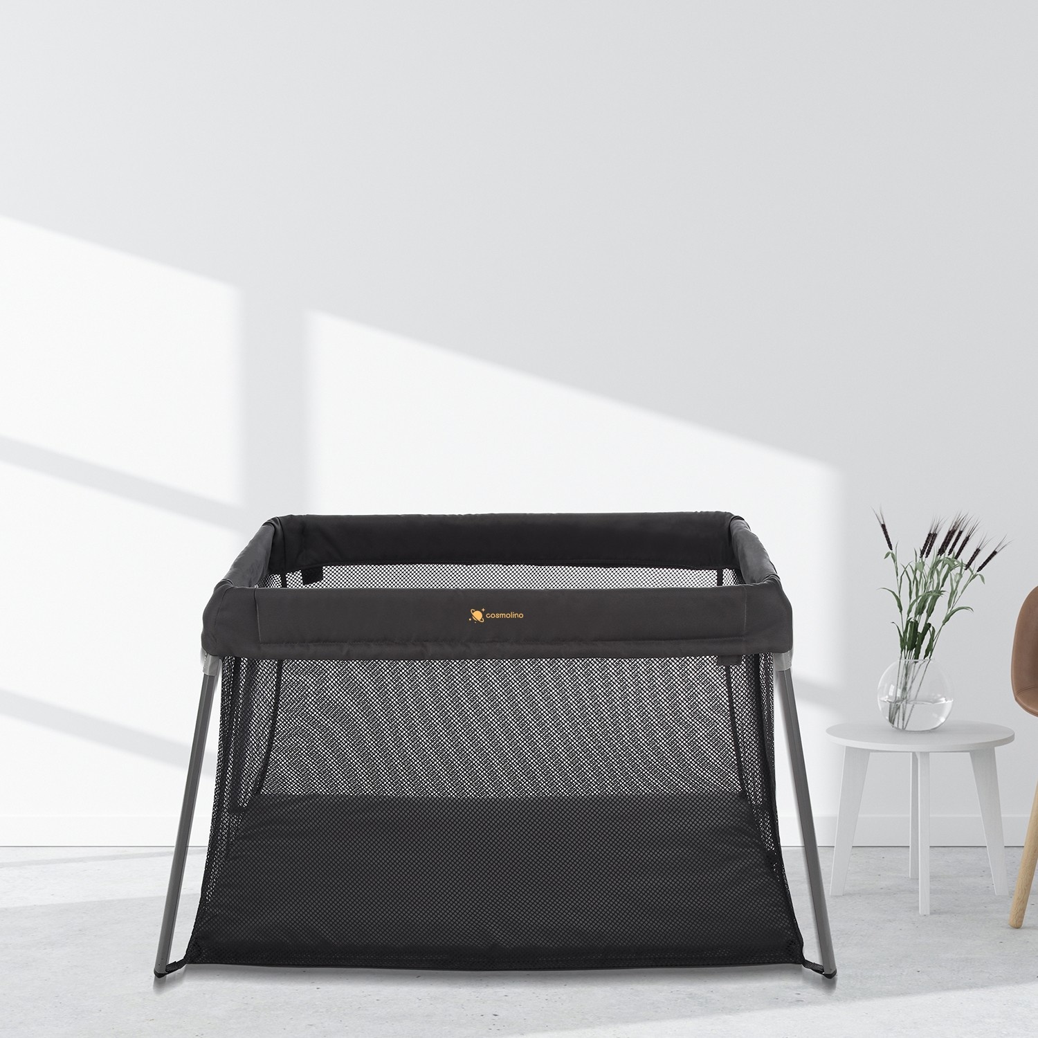 Reiswieg - campingbedje - met matras - 122x60x76 cm - grijs