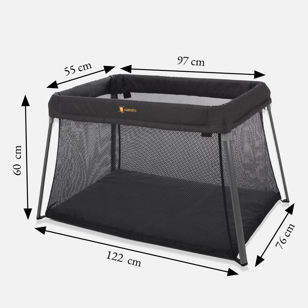 Reiswieg - campingbedje - met matras - 122x60x76 cm - grijs