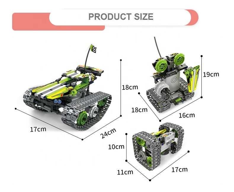 Bestuurbare robot - bouwstenen - 3-in-1 - 16x18x19 cm