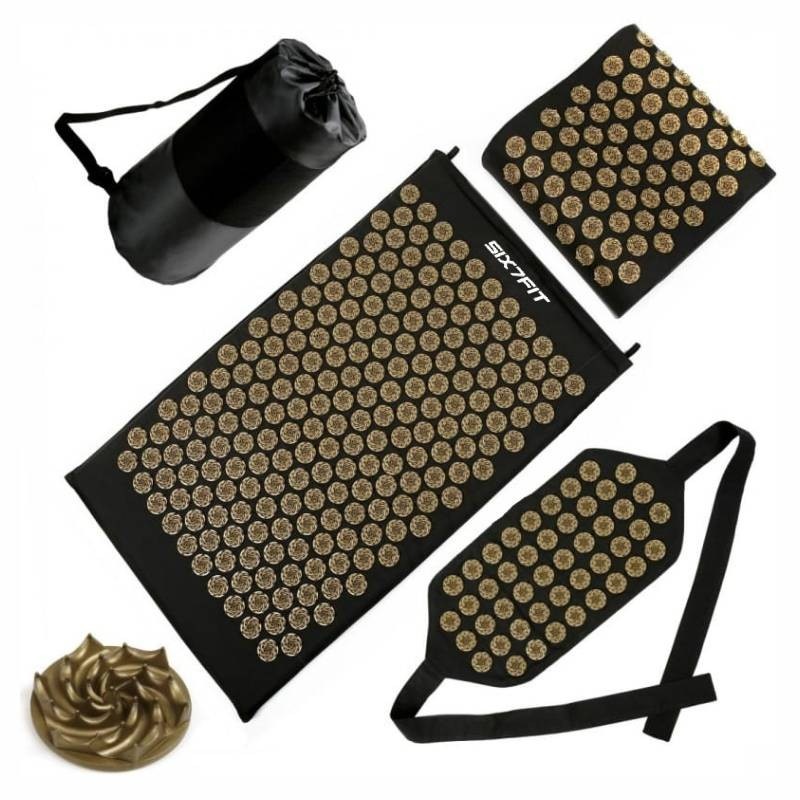 Spijkermat - shakti mat - acupressuur mat met kussen - bruin