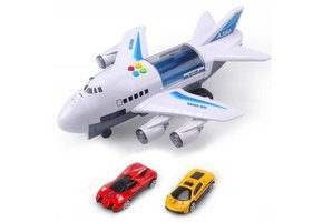 Speelgoed vliegtuig - 39x16x30 cm - met 2 speelgoedautootjes