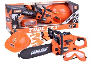 Speelgoed gereedschap - kettingzaag - met helm en handschoenen