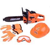 Speelgoed gereedschap - kettingzaag - met helm en handschoenen