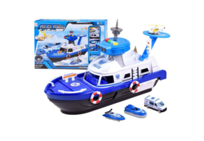 Politie speelgoed - politieboot met politieauto - 41x18x13 cm